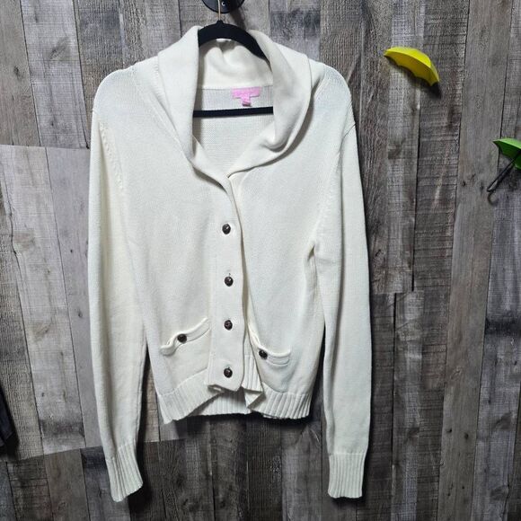 Lilly Pulitzer Ivory Knit Button Cardigan - Picture 1 of 5